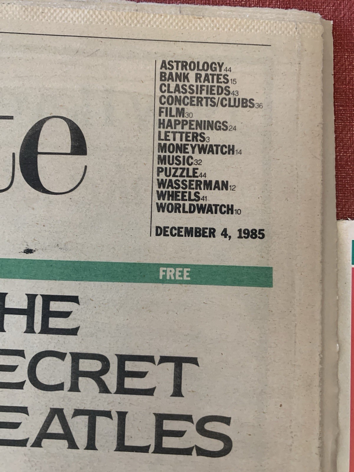 Vintage New Haven CT ADVOCATE newspaper Dec 4 1985 Beatles