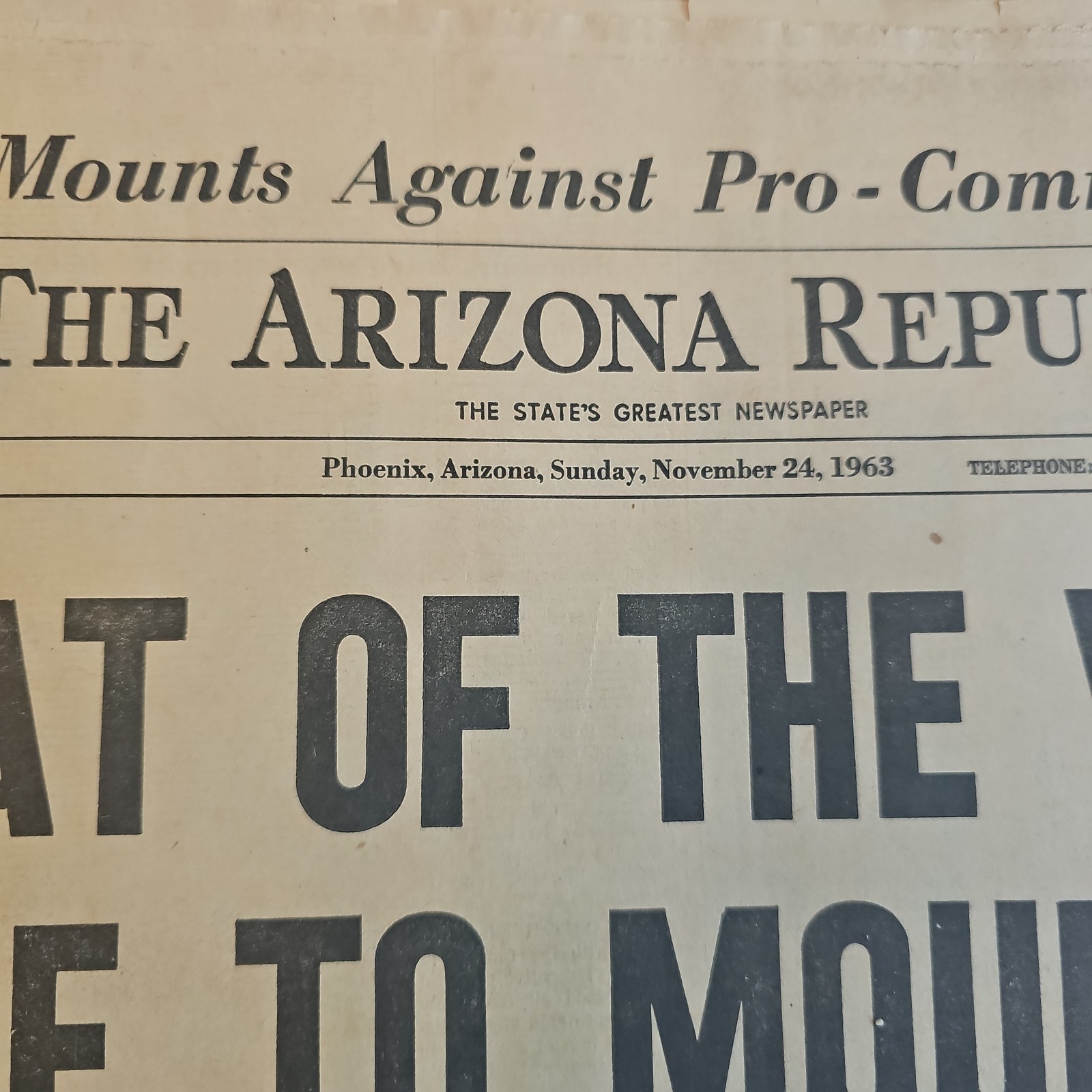 Vintage 1963 JFK Assassination Newspapers 4-Arizona Republic & Phoenix Gazette