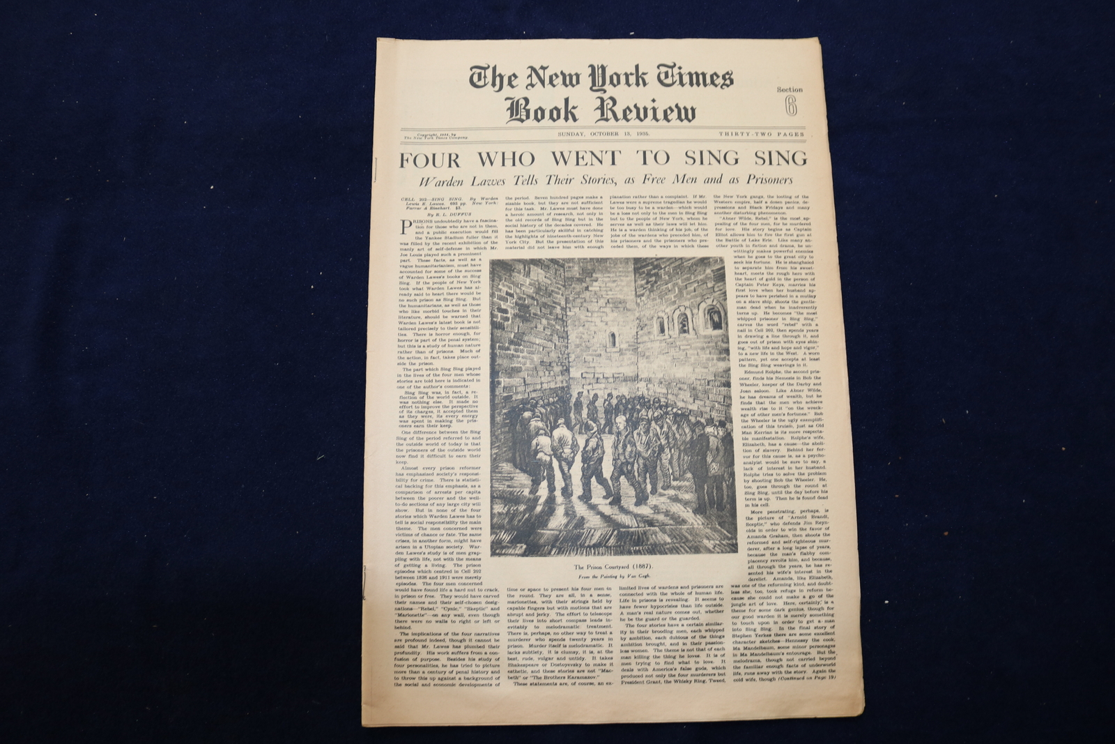 1935 OCT 13 NEW YORK TIMES BOOK REVIEW SECTION- 4 WHO WENT TO SING SING- NP 8871
