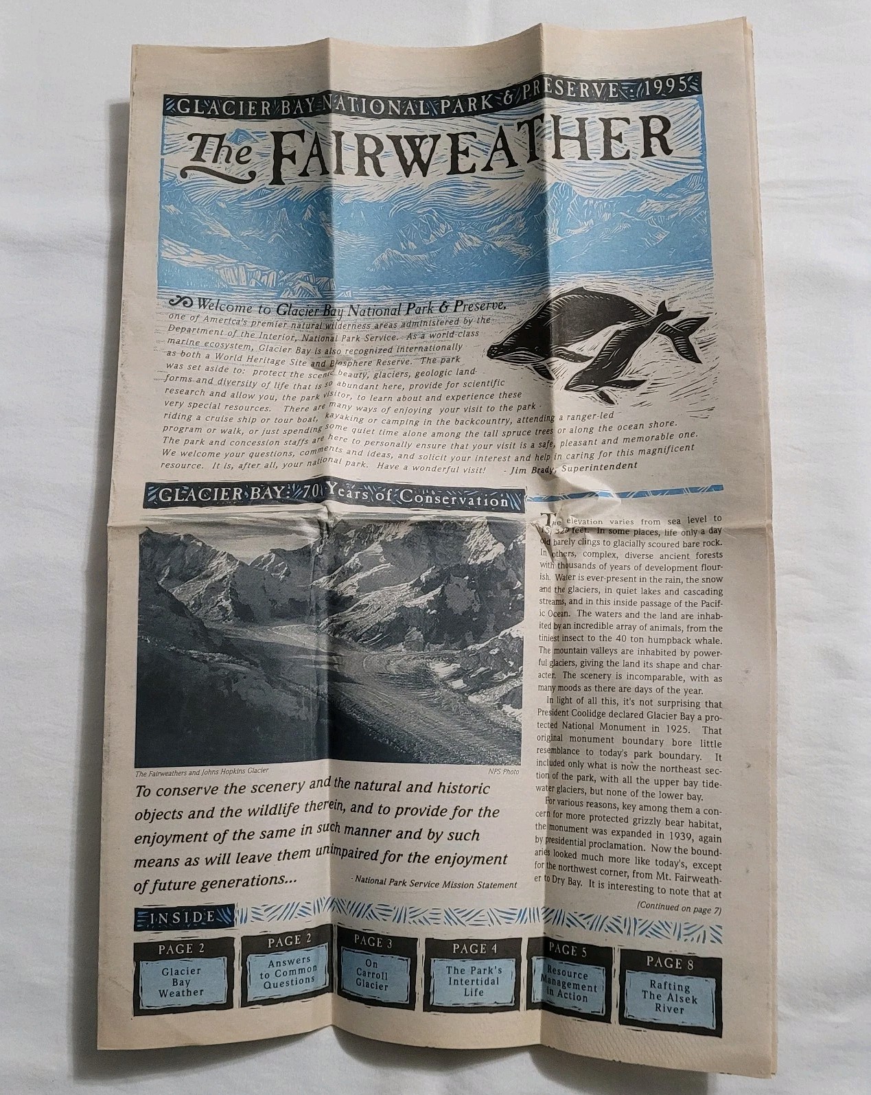 Vintage Glacier Bay National Park Preserve The Fairweather Newspaper 1995 Alaska