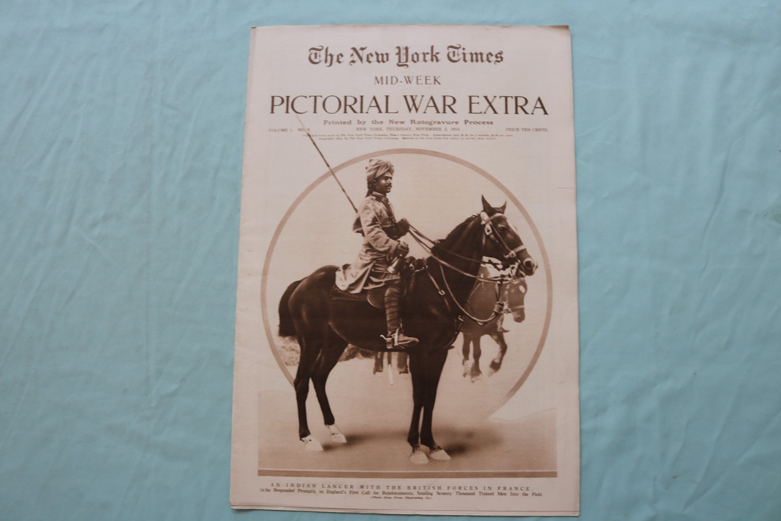 1914 NOV 5 NEW YORK TIMES MID-WEEK PICTORIAL WAR EXTRA – INDIAN LANCER – NP 9121