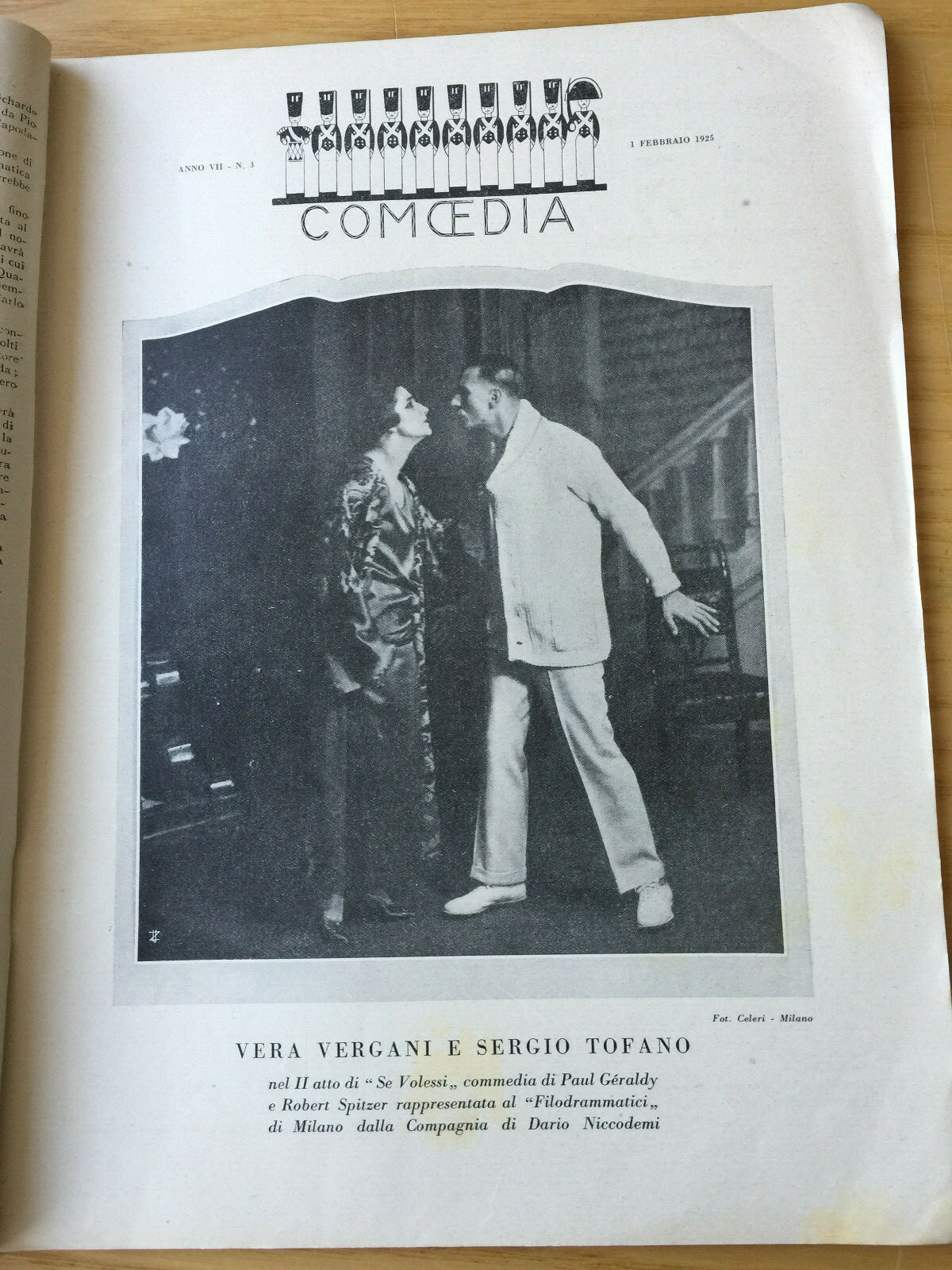 MONDADORI COMEDIA PERIODICO COMEDIA E VITA THEATRALE N° 3 1925 A. VARALDO 2/19