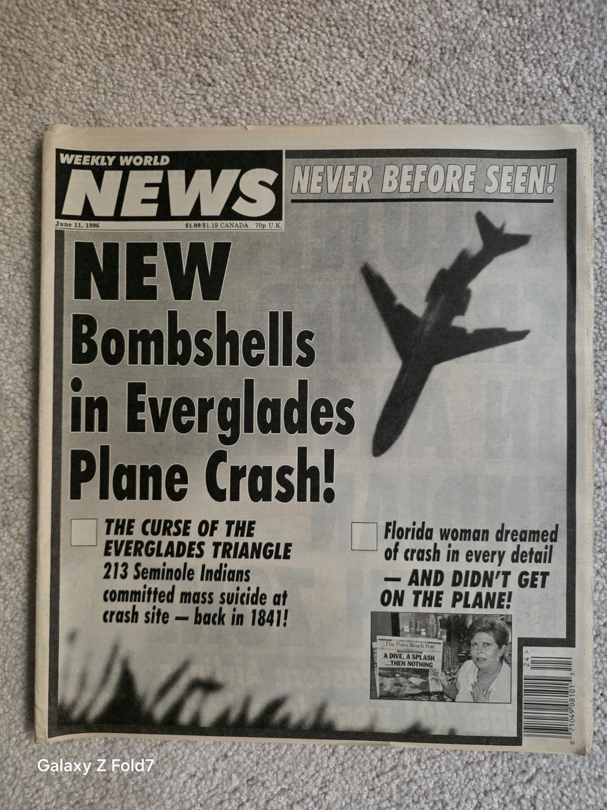 VINTAGE WEEKLY WORLD NEWS FAKE NEWSPAPER TABLOID EVERGLADES PLANE CRASH 1996