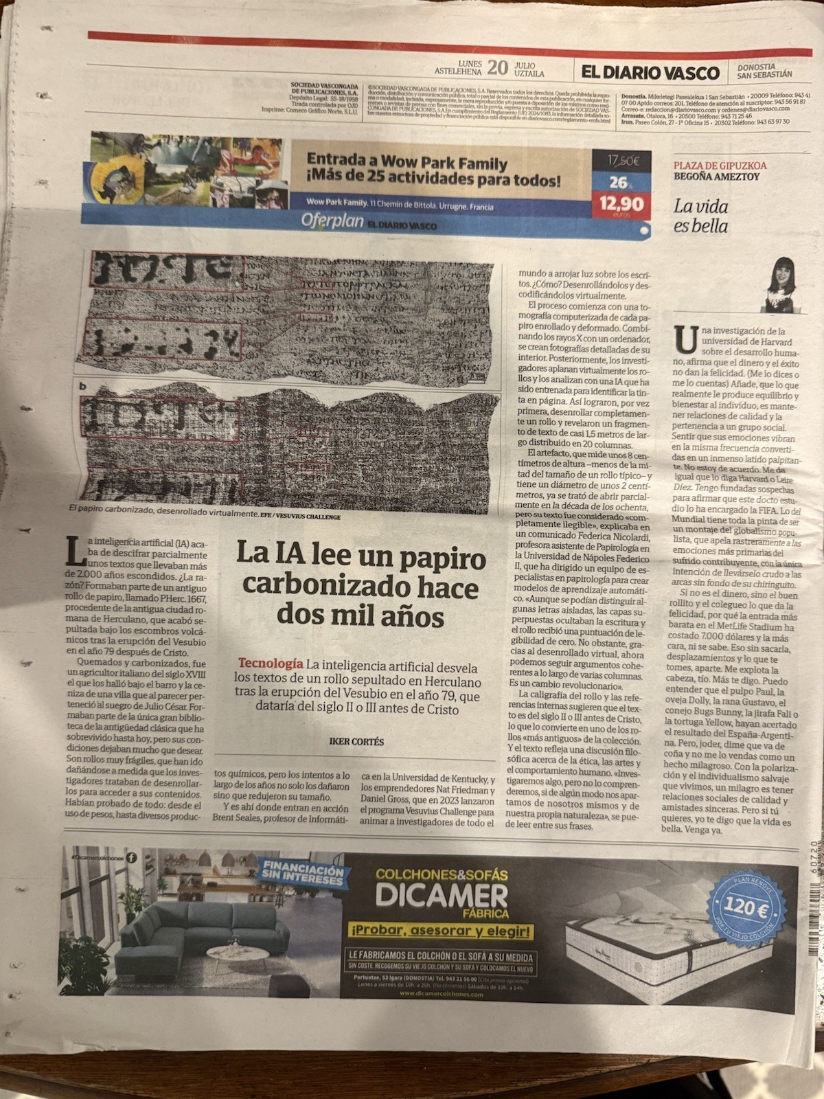 El Diario Vasco Spanish Newspaper July 20 2026 “¡BICAMPEONES!” Spain World Cup!