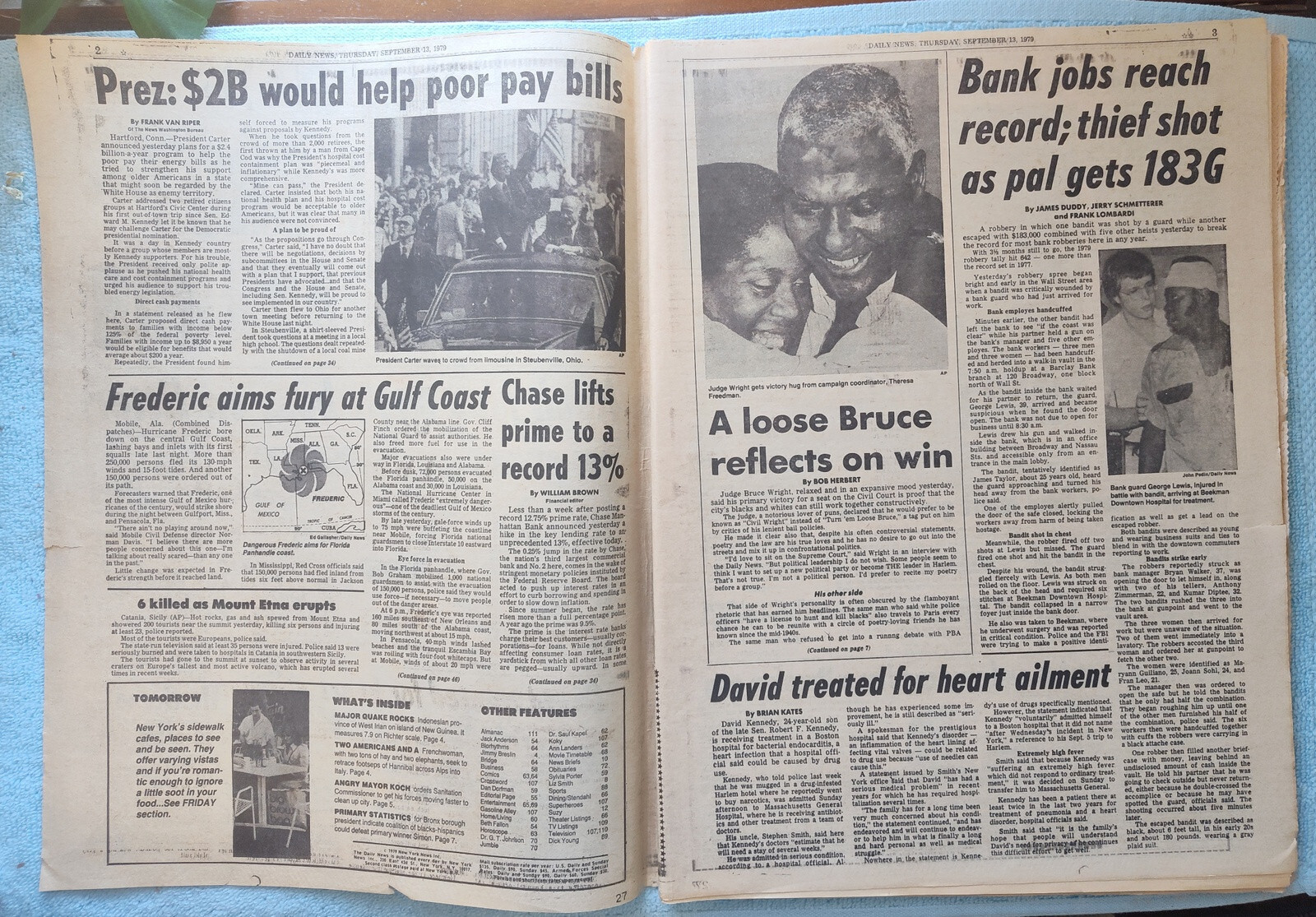 New York Daily News 13 September 1979 Jimmy Carter Carl Yastrzemski 3000th Hit +