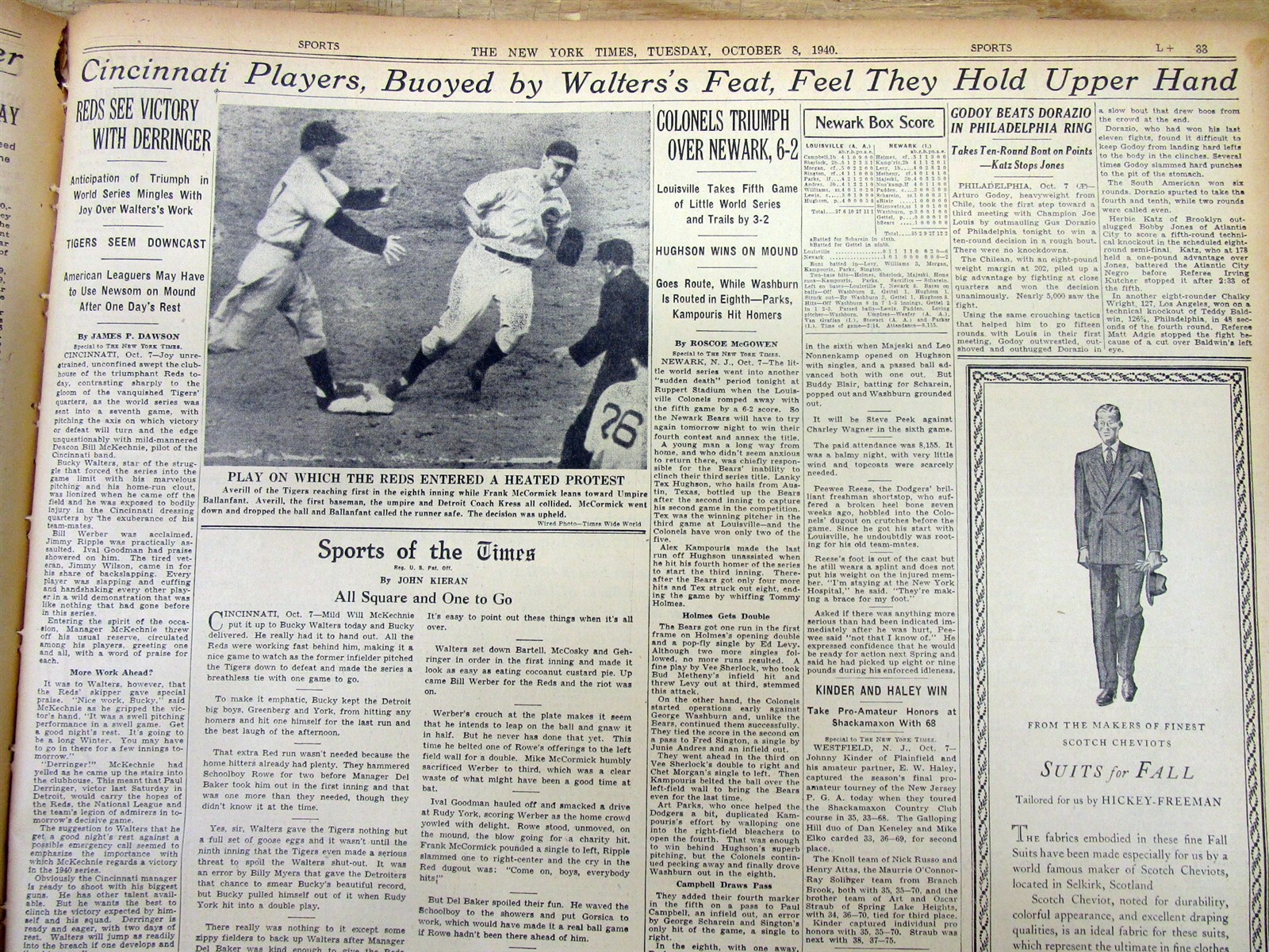 7 1940 NY Times newspapers CINCINNATI REDS win baseball World Series vs DETROIT