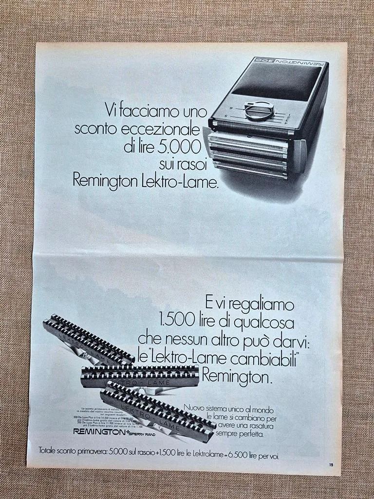 Remington Lektro-Blades Sperry rand Advertising Vintage 1970s Electric Shaver