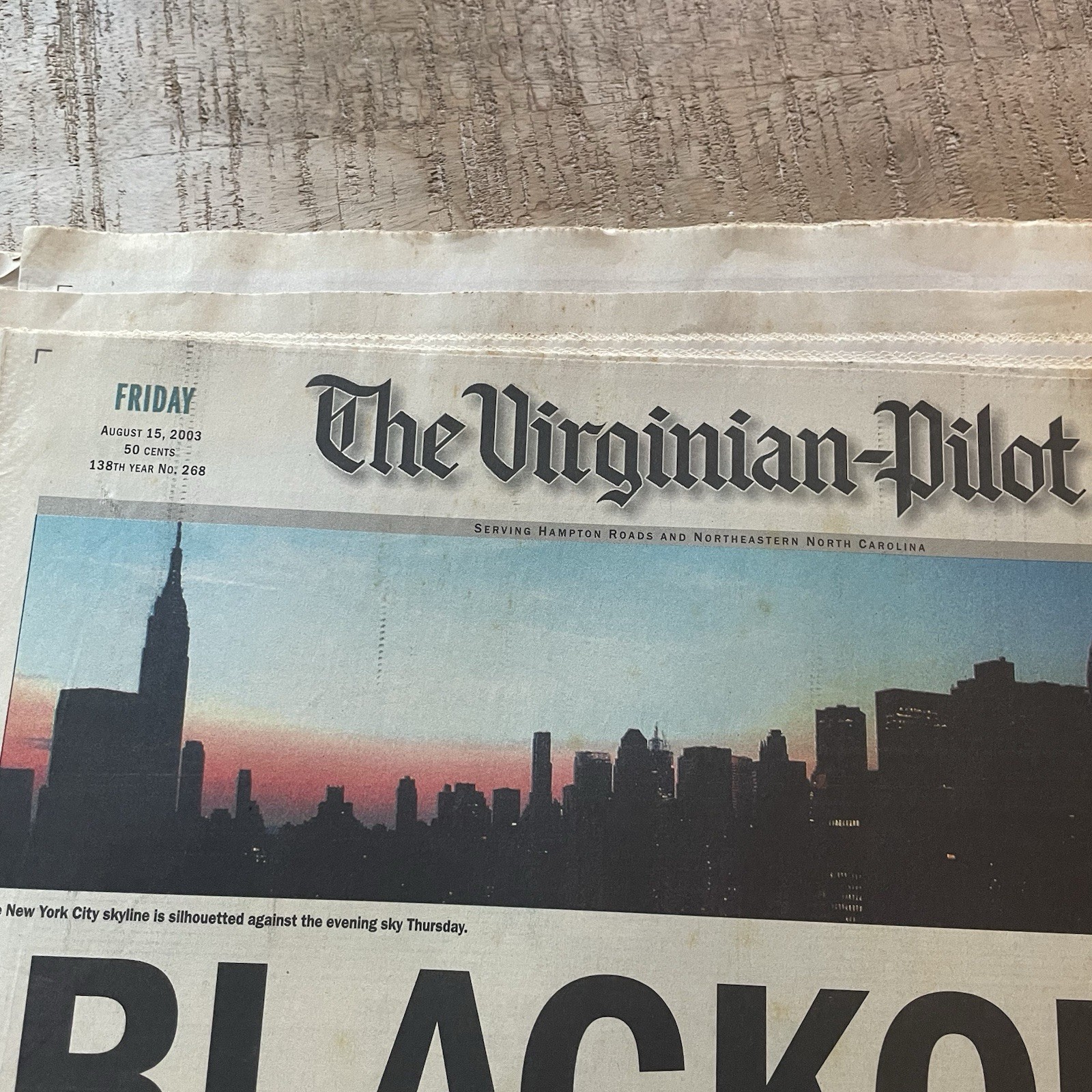 The Virginia-Pilot August 15, 2003 Blackout Full Newspaper