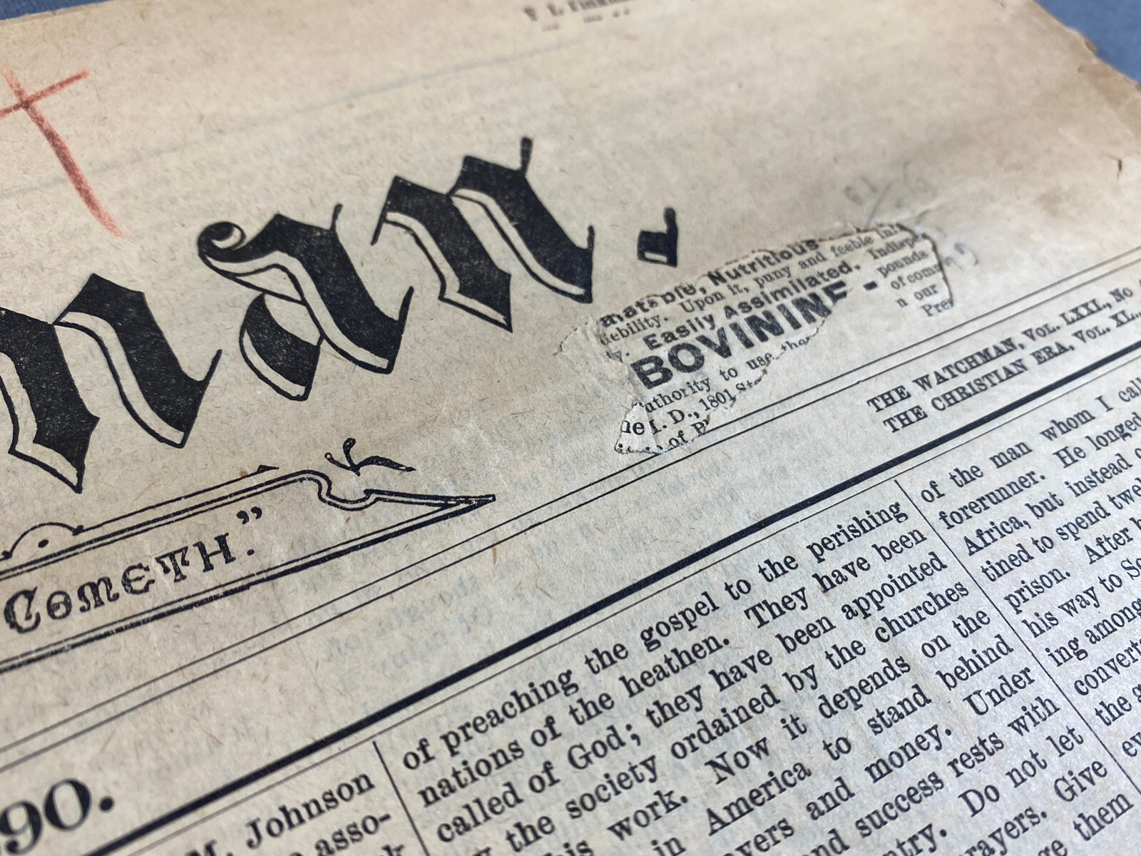 1890 Boston Newspaper “The Watchman” Many Interesting Ads & Articles, Catholic