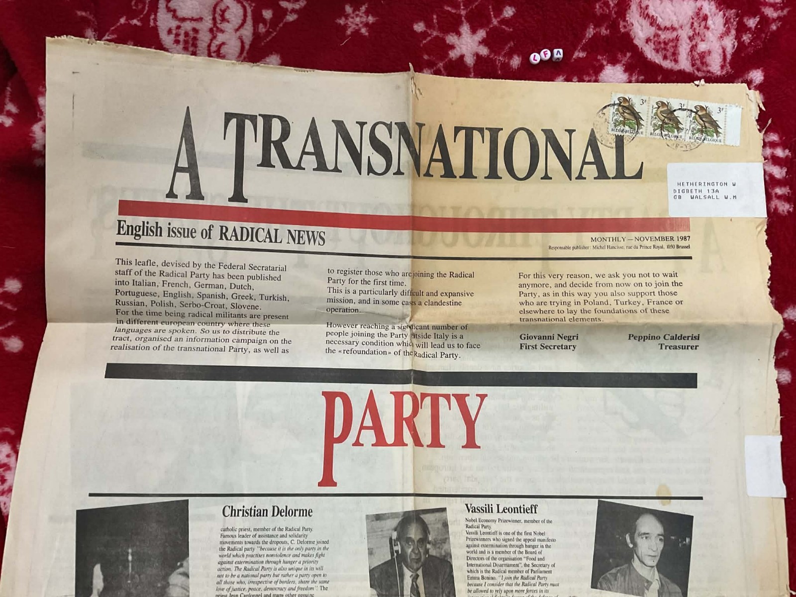 A Transnational , English Issue Of The Radial Newspaper Nov 1987 Peace Antiwar