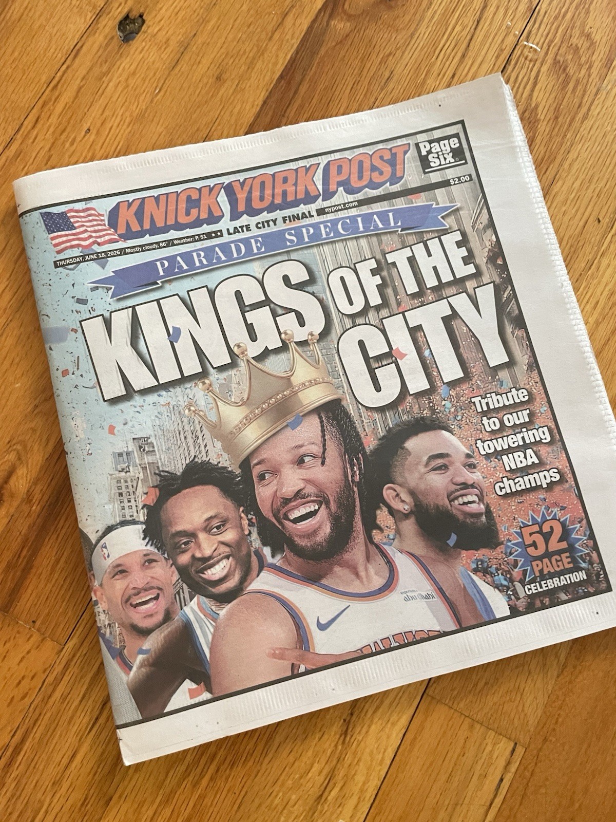 New York Knicks 6/18/26 Kings Of The City Parade Special NY Post Newspaper