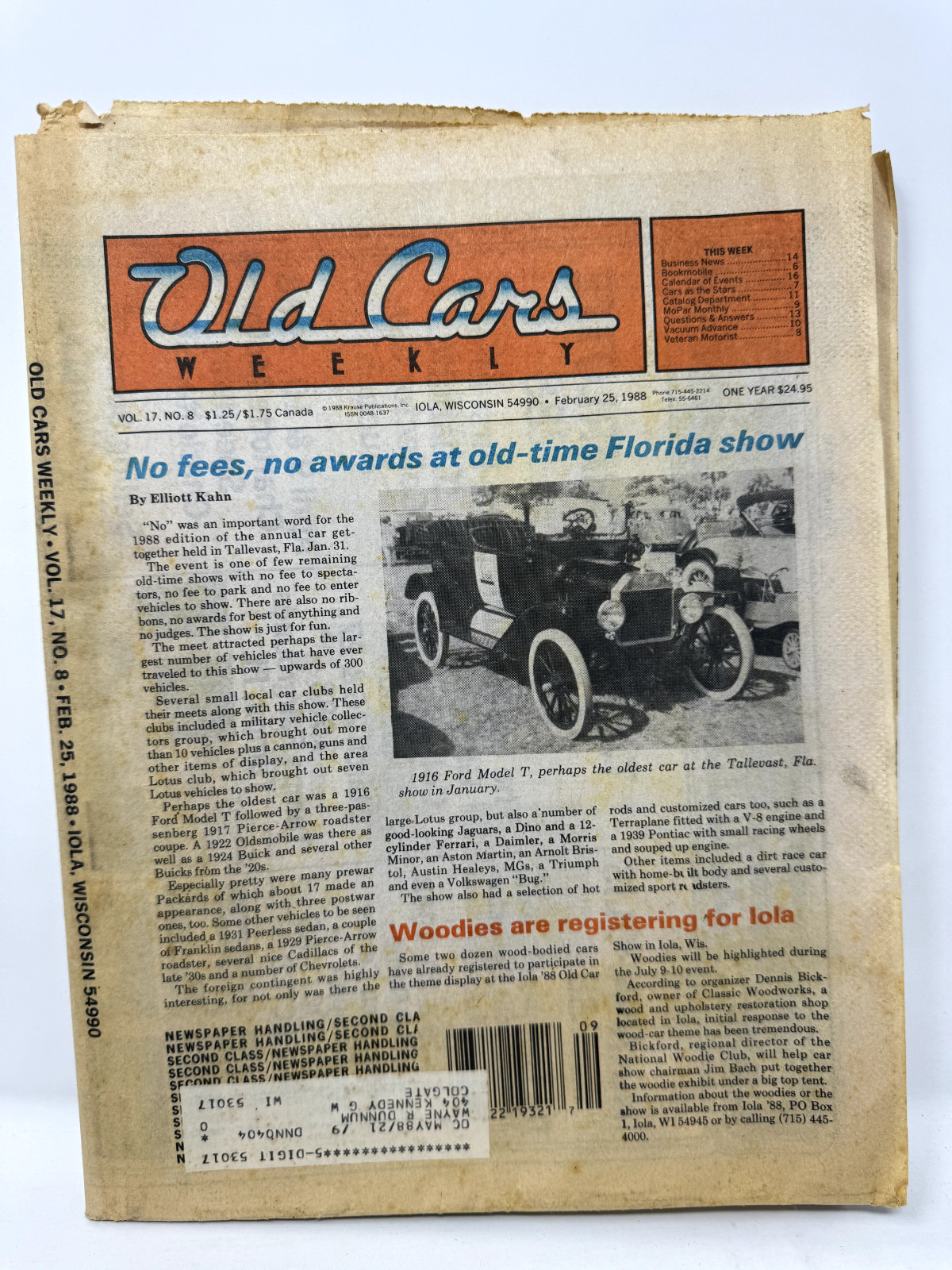 Lot of 8 Old Cars Weekly News and Marketplace 1988, Antique Mercedes, V16 Cars