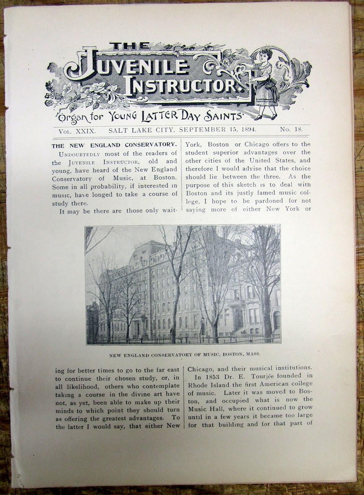 1894 Salt Lake City UTAH TERRITORY Mormon Children newspaper JUVENILE INSTRUCTOR