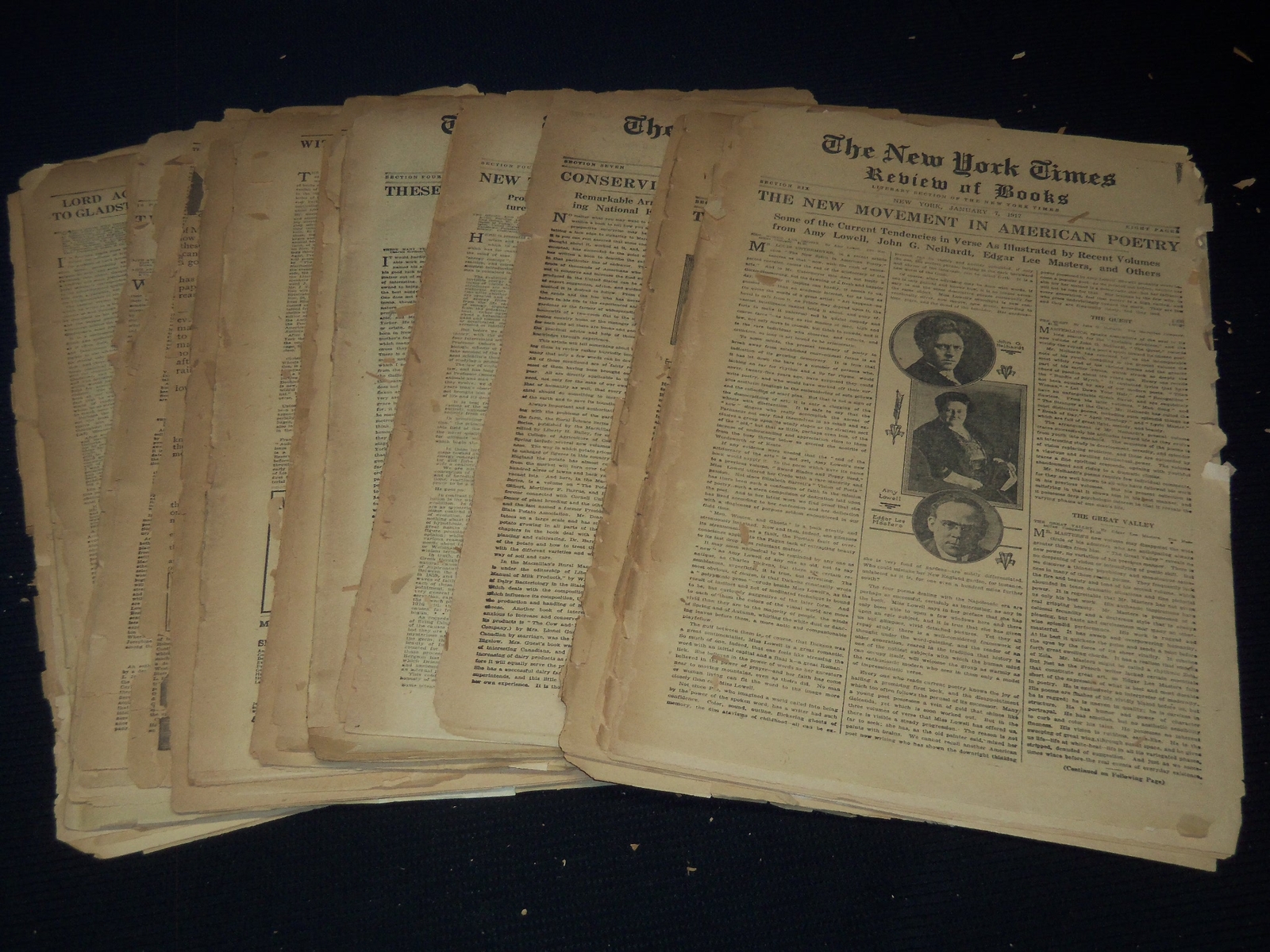 1917-1918 NEW YORK TIMES NEWSPAPER BOOK REVIEW SECTIONS LOT OF 20 – O 3221E
