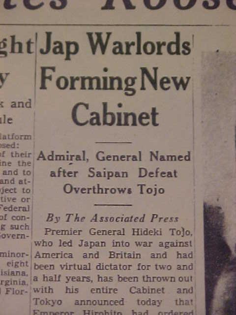 VINTAGE NEWSPAPER HEADLINE WORLD WAR 2 GERMAN NAZI HITLER HURT BOMBED WWII 1944