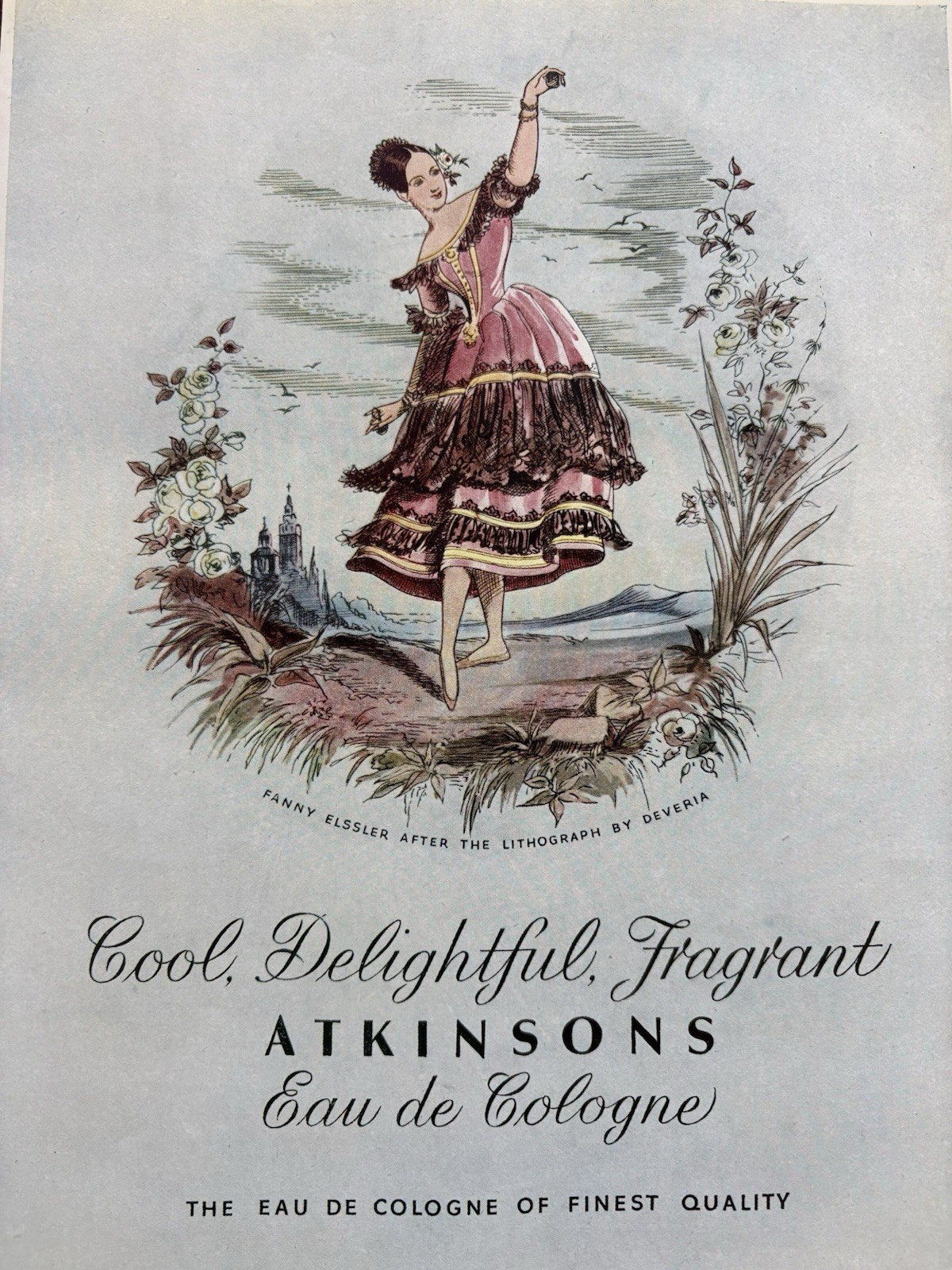 Fanny Elssler Ballet Dancer Ballerina Deveria Lithograph Vintage Ad Tatler 1948