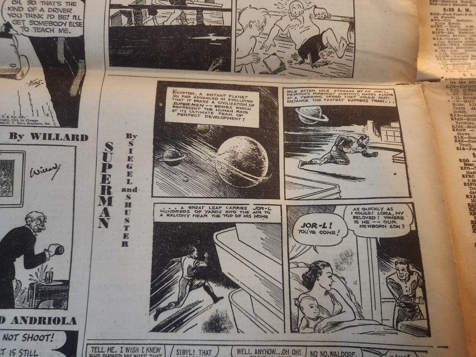 First Superman Newspaper Strip San Francisco Chronicle March 1939 FIRST KRYPTON