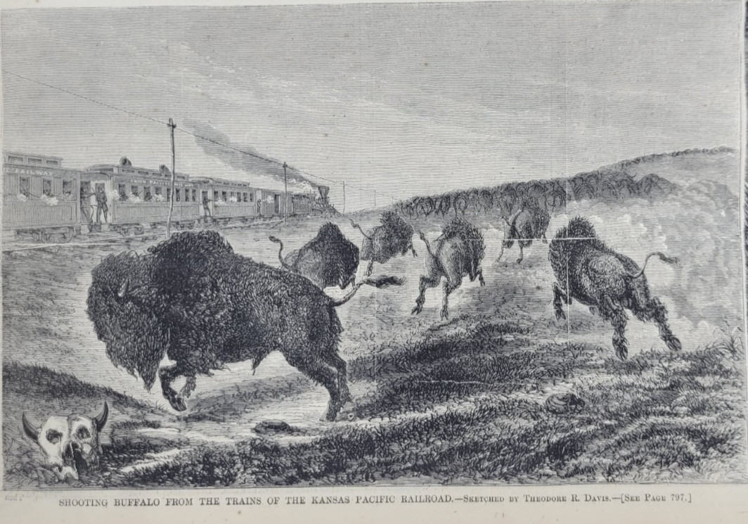 Harper’s Weekly 12/14/1867 Buffalo Hunting from Trains / farewell to Dickens