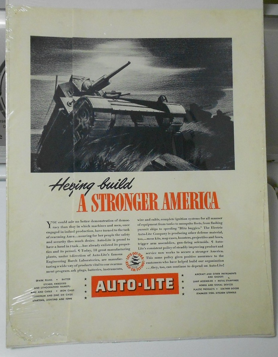 1940s WW 2 II AUTO-LIT Stronger America TANKS Full Page 10×15
