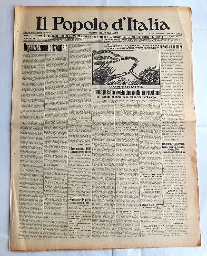 THE PEOPLE OF ITALY YEAR XIX NO. 0249 MILAN, 19.10.1932/X
