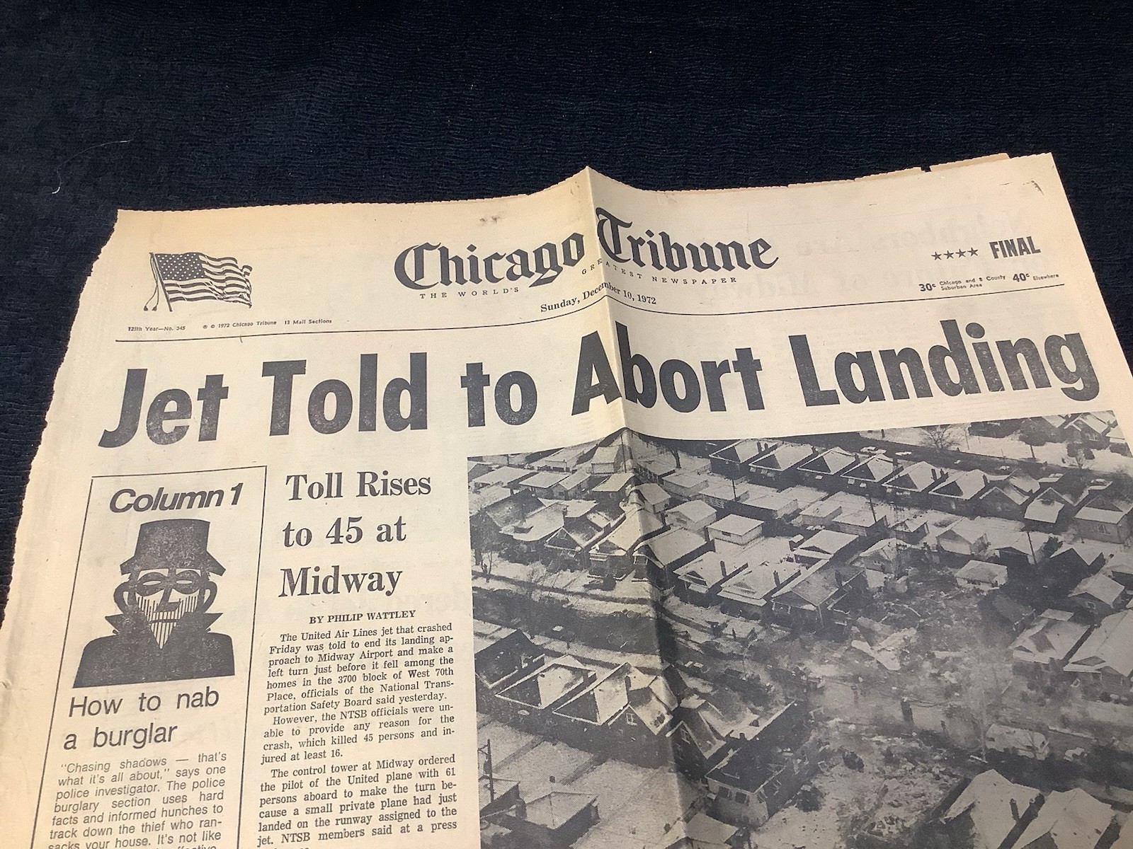 Vintage Newspapers & Clippings Midway Airport Chicago Illinois Plane Crash 1972