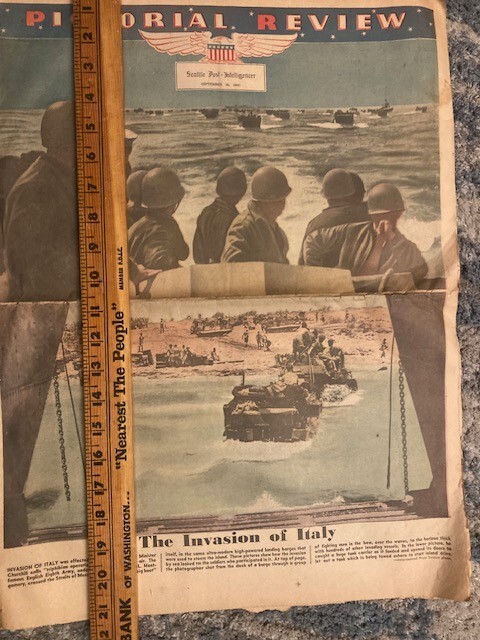 Seattle Post Intelligencer September 1943 Pictorial Review Invasion of Italy WW2