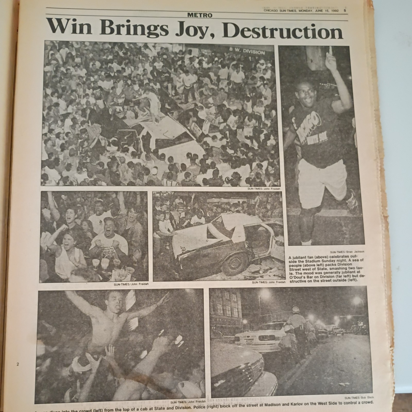Jordan 1992 Chicago Sun-Times, World Champs. 2nd Time Chicago Bulls.