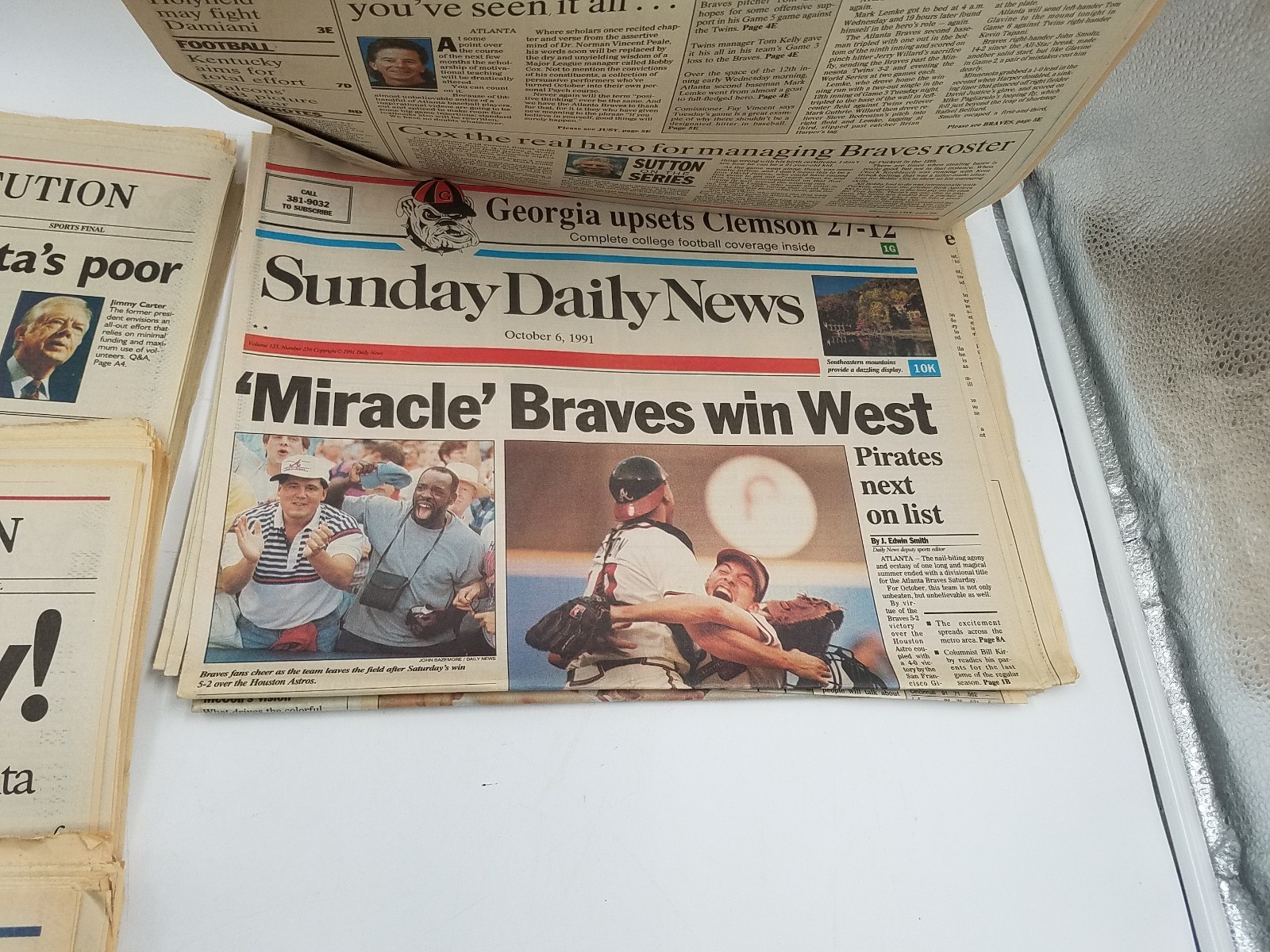 Lot of 8 – Atlanta Braves 90’s Playoff AJC Newspapers, World Series