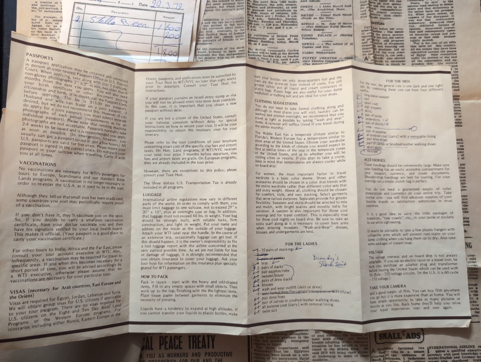 Egyptian Gazette Newspaper March 30, 1979 Postcard Collectibles Vtg Trip Lot