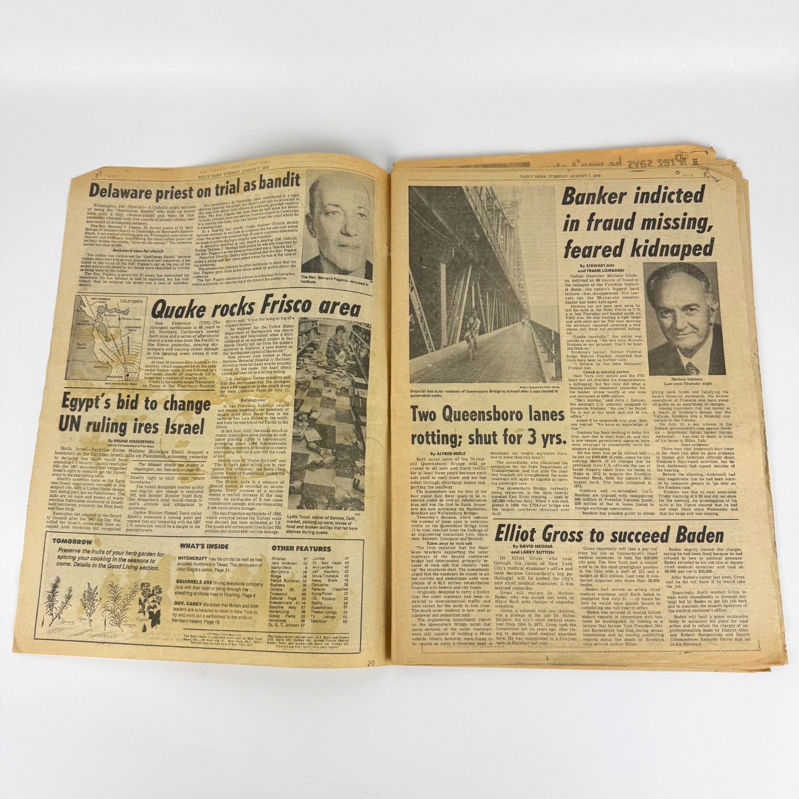 Vintage Sicilian Mafia New York Mafia Newspaper Michele Sindona Faked Kidnapping