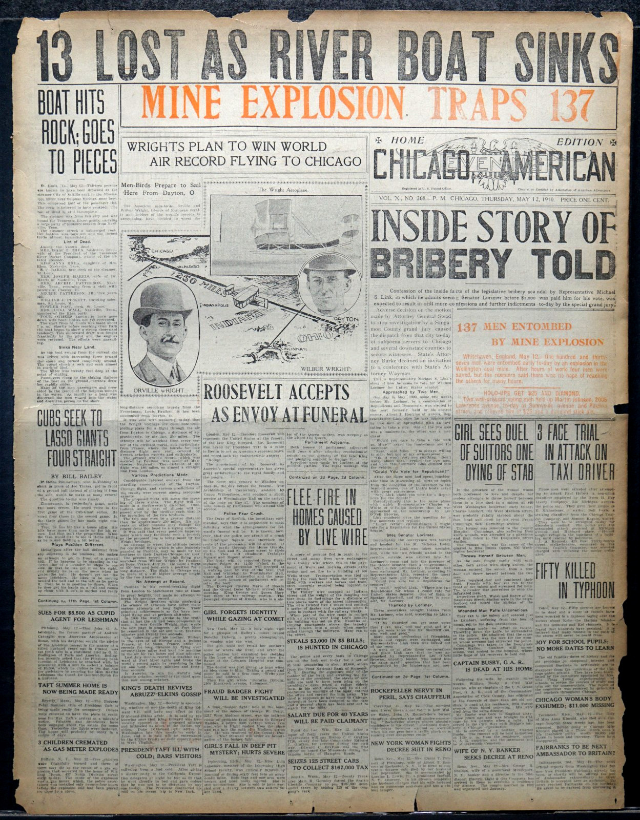 1910 Newspaper Front Page – Earthquake Shatters Calitri Italy