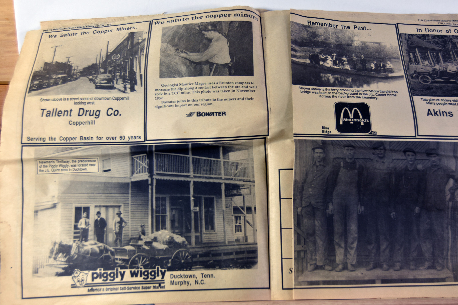 1987 Newspaper Tennessee Ducktown Copperhill Copper Basin Miners Ads RARE
