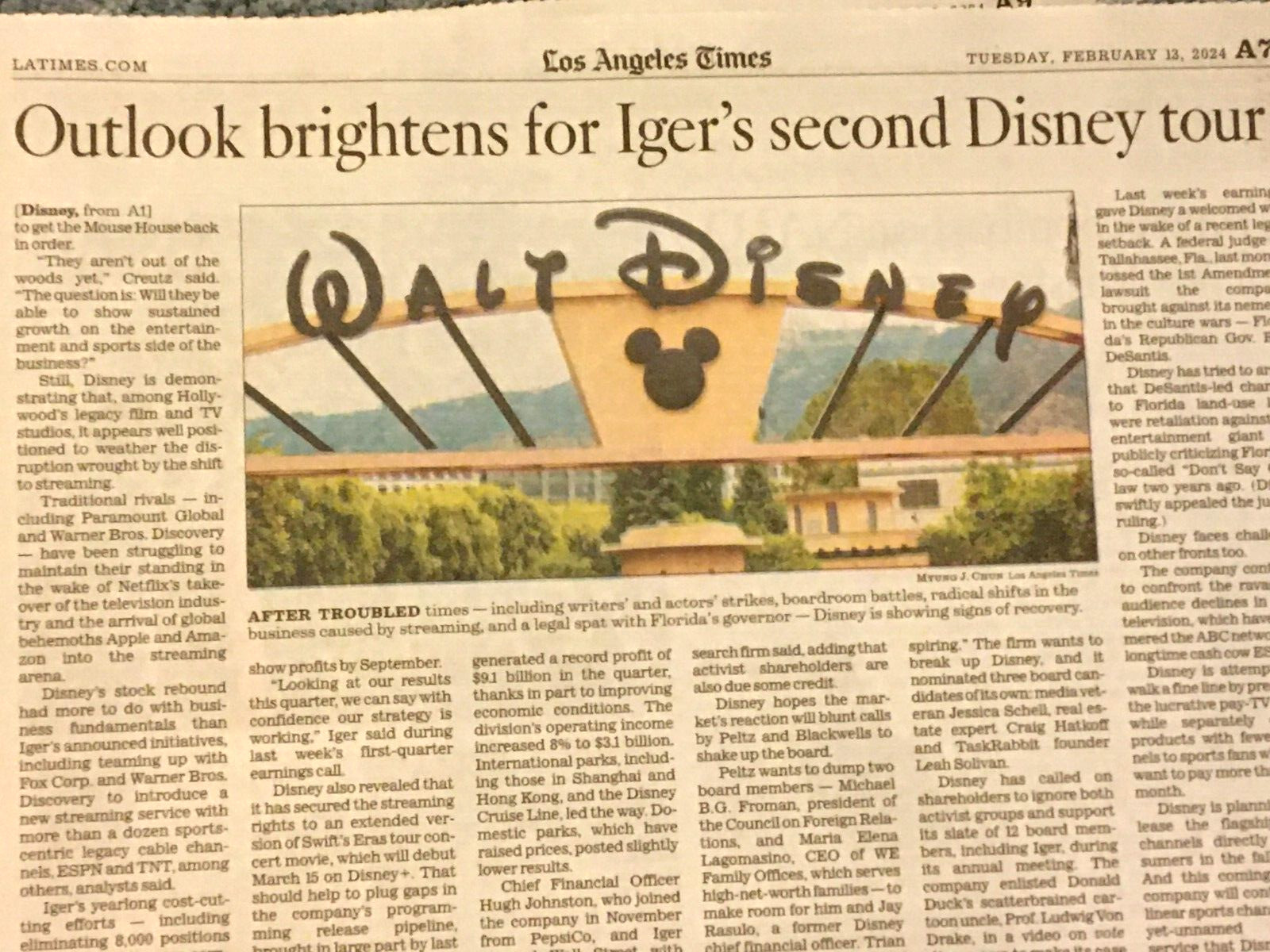 LOS ANGELES TIMES Feb. 13, 2024 TRUMP Biden JASON & TRAVIS KELCE Dodgers Ohtani