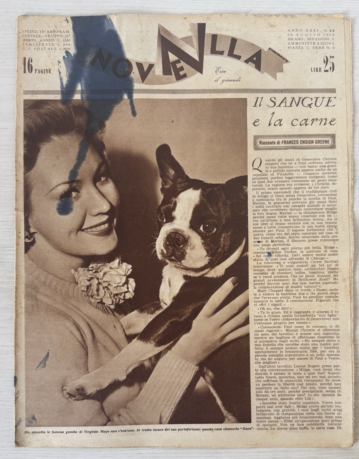 NEWS women’s literary magazine rizzoli No.34 1950 year XXXI virginia mayo