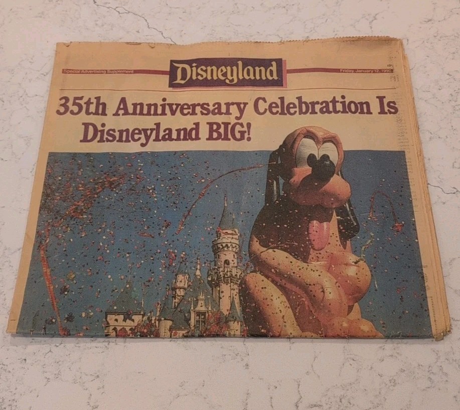 VINTAGE DISNEYLAND NEWSPAPER SUPPLEMENT JAN. 12, 1990 PARK 35th ANNIVERSARY