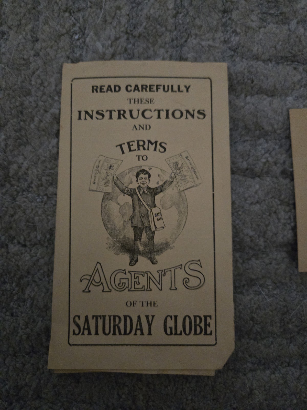 Vintage 1900s Utica New York Saturday Globe Agents Terms And Post Card