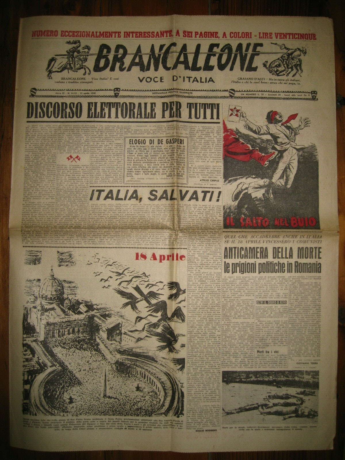 Illustrated Political Week BRANCALEONE Voice of Italy April 12, 1948