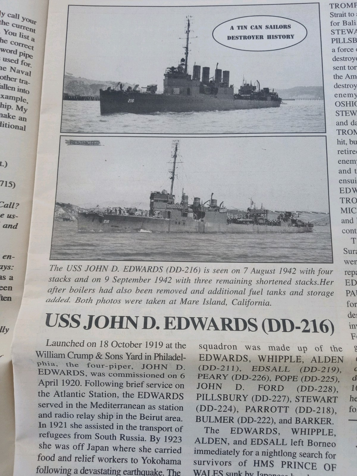 The TIN CAN SAILOR Newspaper 2001 Vol 25 #1 DESTROYER OPERATIONS AGAINST ITALY