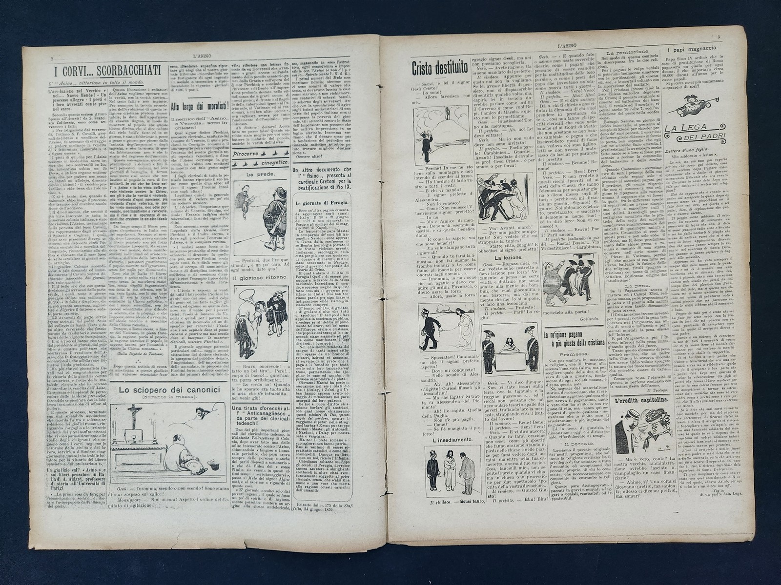 1908 antique L’ASINO socialist anti-catholic satire 4 issues ITALIAN NEWSPAPERS