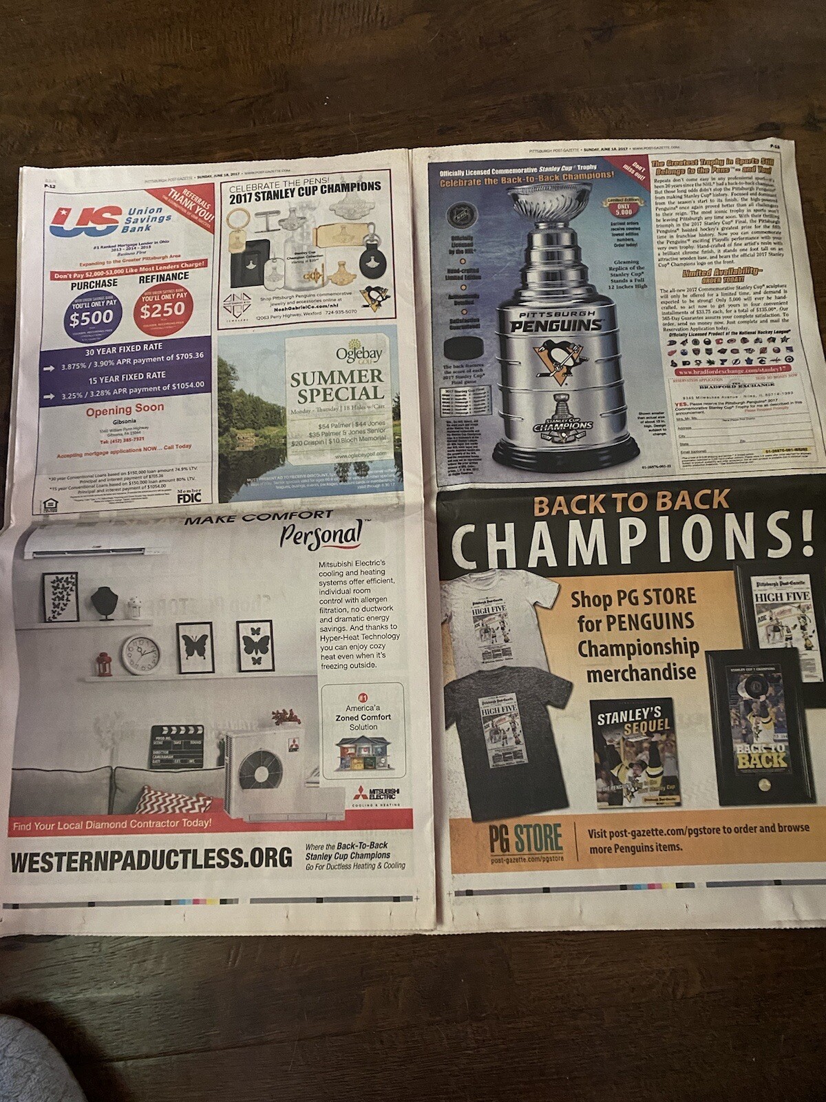 Pittsburgh Press 6/18/17 Stanley Cup Commemorative Edition Section P