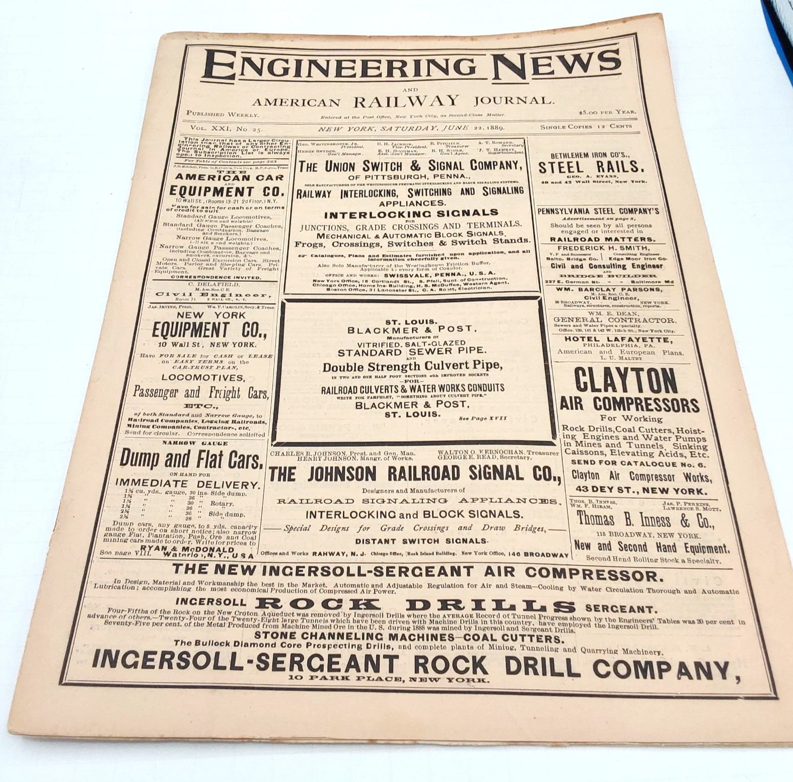 Engineering News American Contract Journal 20 February 1886 New York City