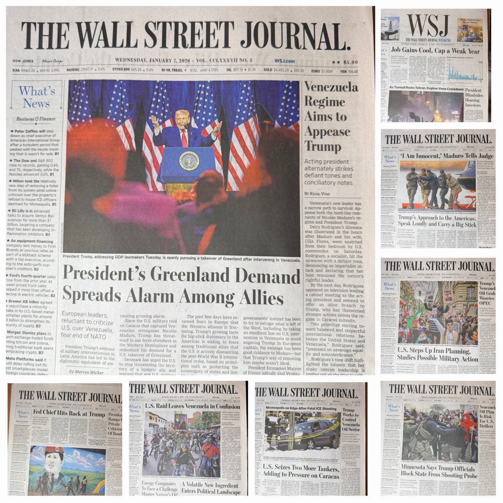 The Wall Street Journal News Paper LOT/8 January 5 6 7 8 9 10/11 12 13 2026 NEW