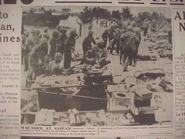VINTAGE NEWSPAPER HEADLINES ~ WORLD WAR 2 JAPAN BATTLE SAIPAN FALLS WWII 1944