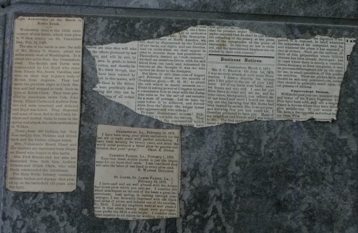 Antique 1800s Washington GA Newspaper Clippings-1894 Kettle Creek-1870s Ads + CC
