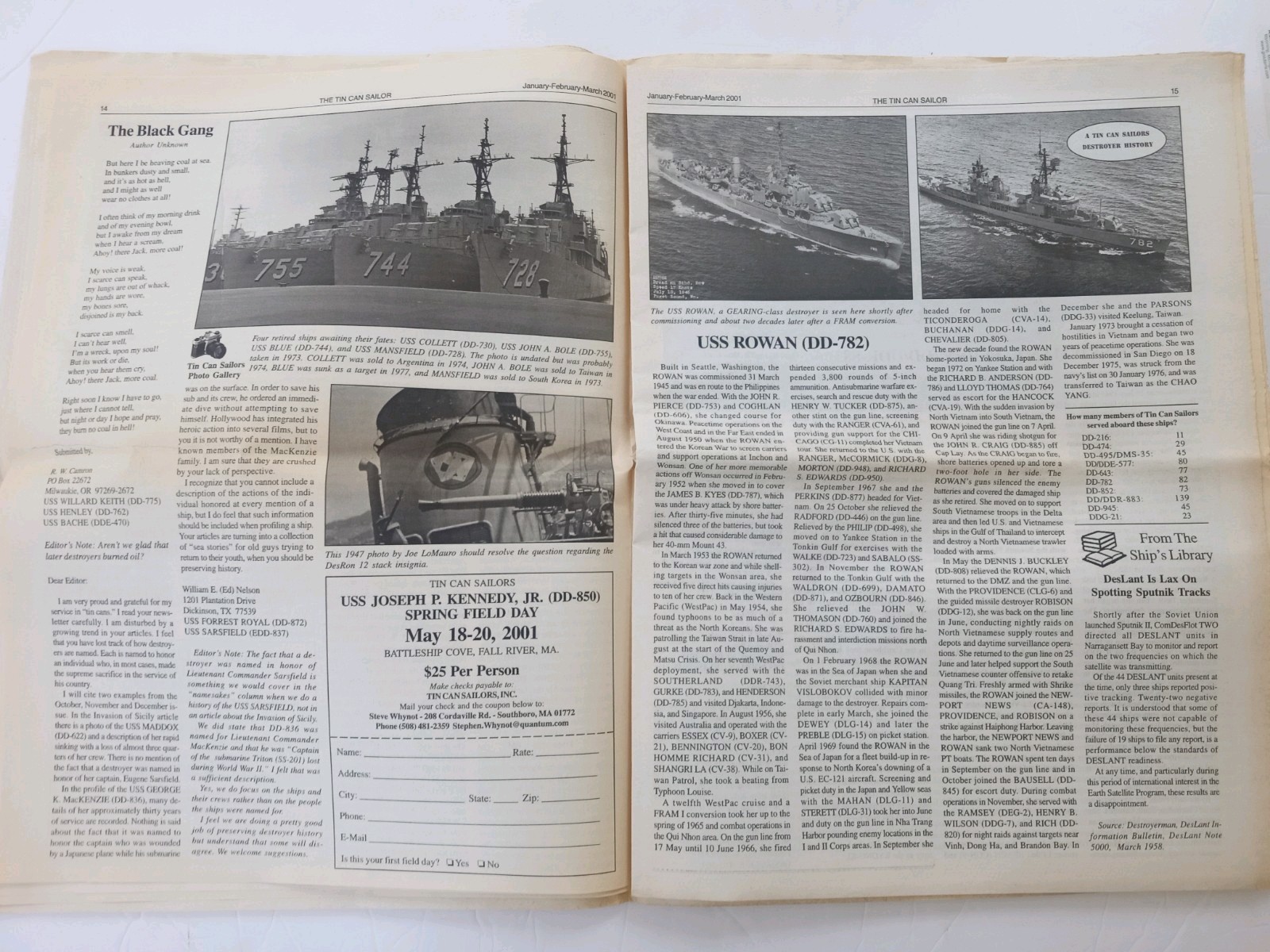 The TIN CAN SAILOR Newspaper 2001 Vol 25 #1 DESTROYER OPERATIONS AGAINST ITALY