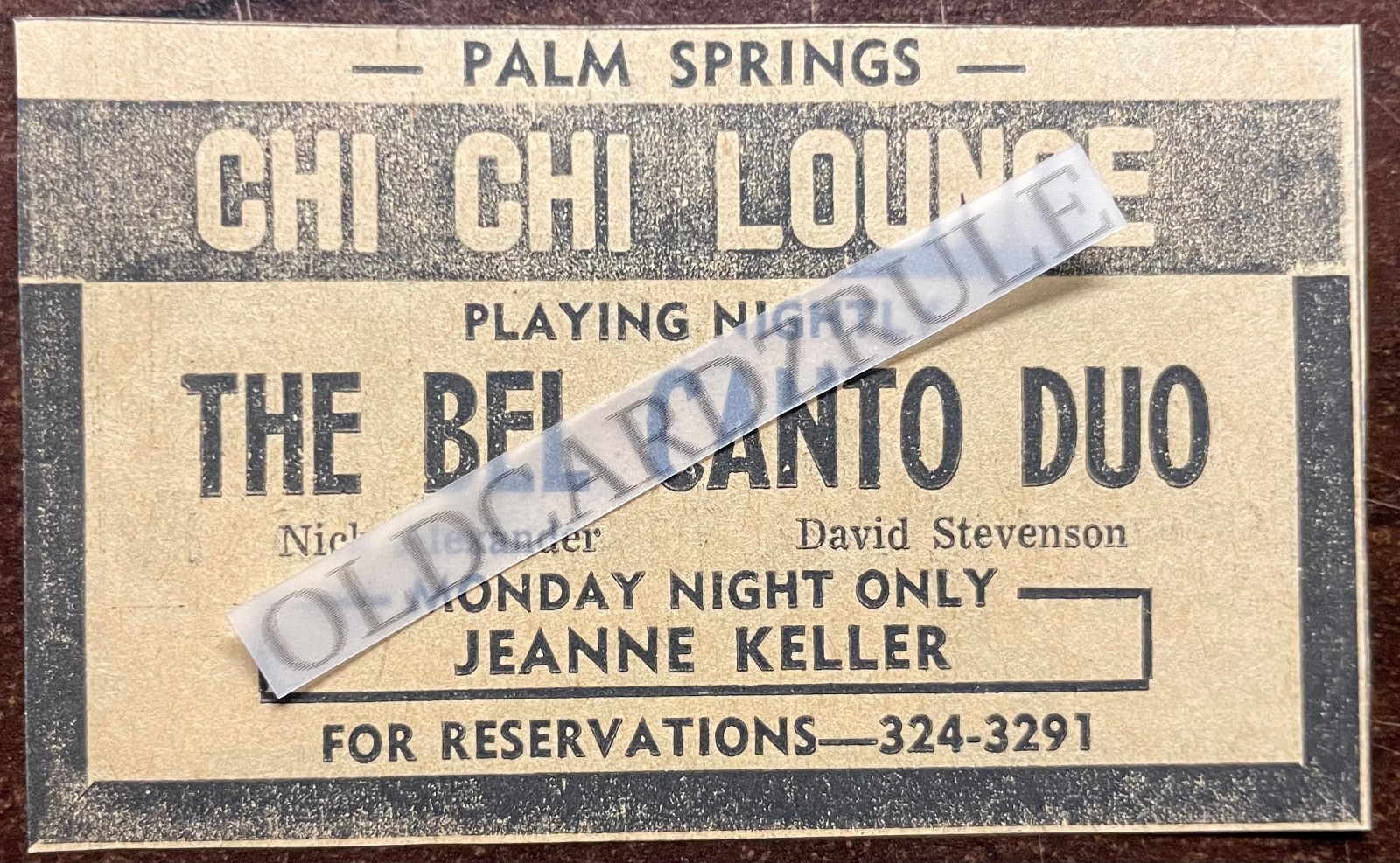 Original 60’s Newspaper Ad *CHI CHI LOUNGE* Palm Springs, Ca.