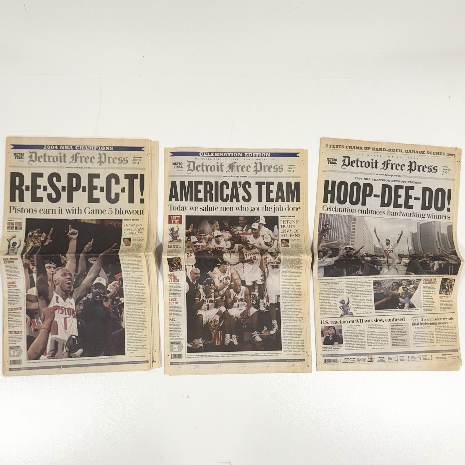 Detroit News Free Press 2004 Pistons Basketball Newspaper NBA Championship Lot