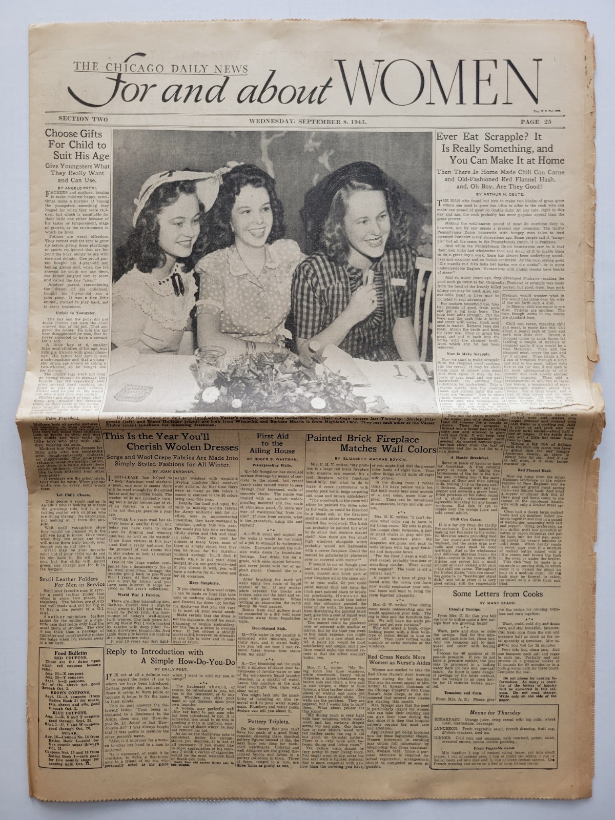 1943 Sep 8: World War II ITALY GIVES UP Chicago Daily News + ORSON Weds HAYWORTH