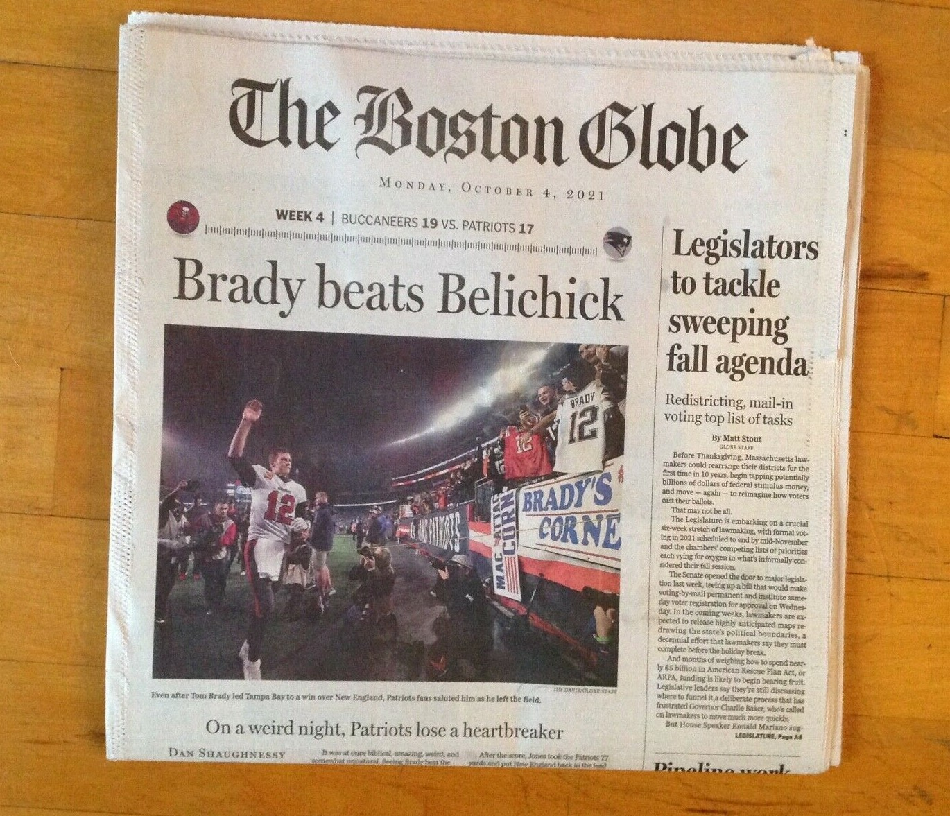 Tampa Bay Tom Brady Beats Belichick Boston Globe Newspaper October 4th 2021