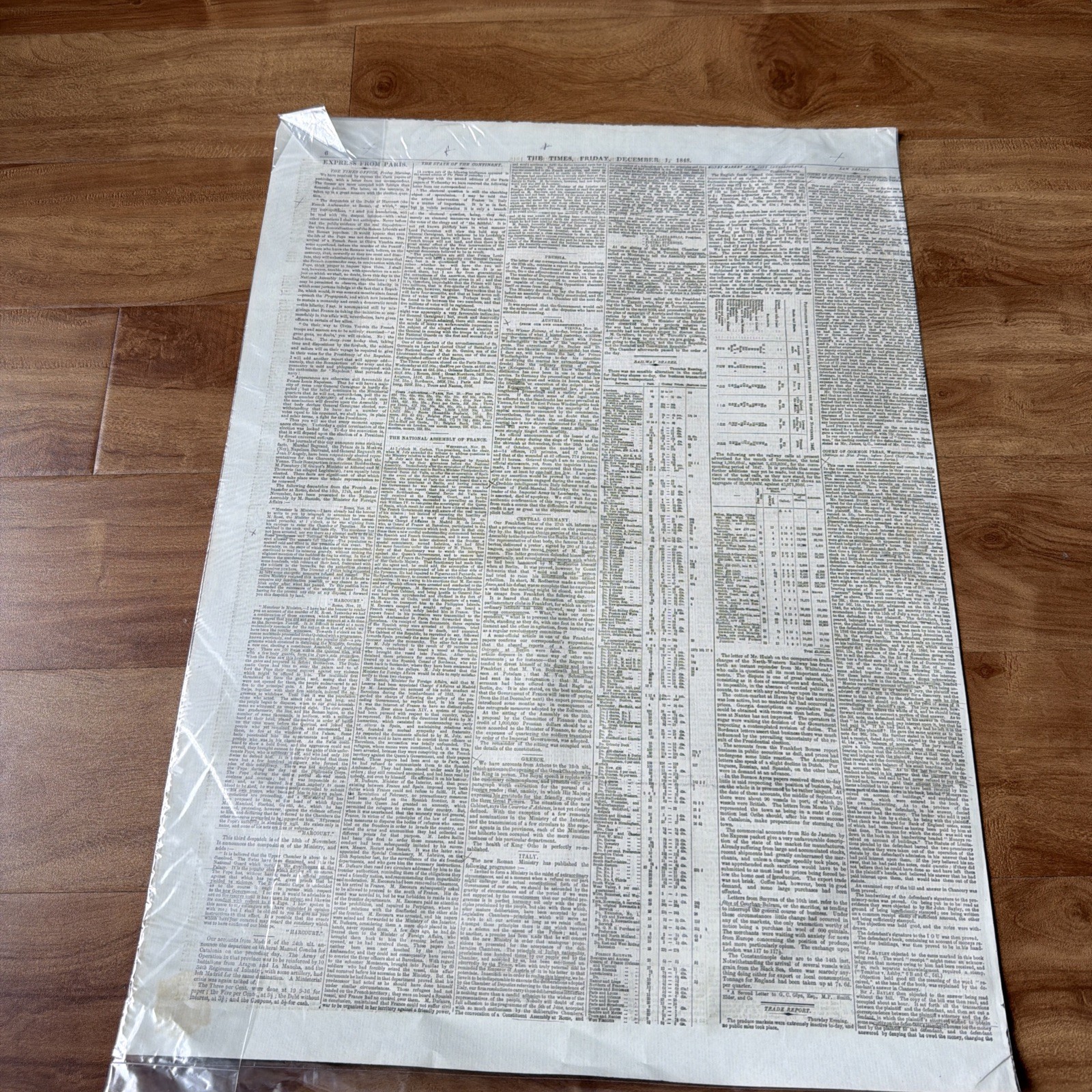 December 1 1848 THE LONDON TIMES Antique Early Victorian ORIGINAL Newspaper